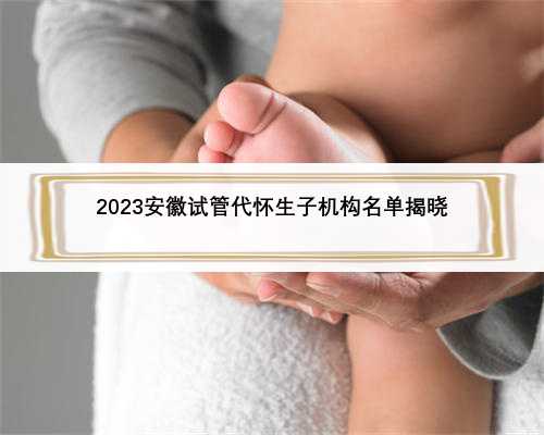 2023安徽试管代怀生子机构名单揭晓